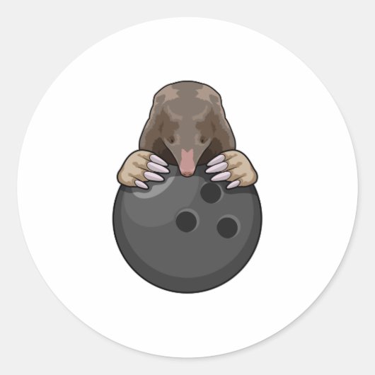 Mole bij Bowling met Bowling ball Ronde Sticker (Voorkant)