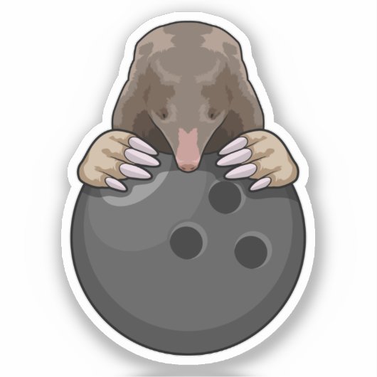 Mole bij Bowling met Bowling ball Sticker (Voorkant)
