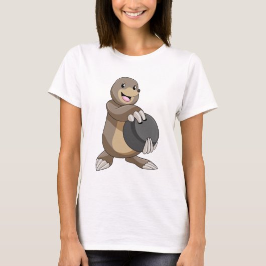 Mole bij Bowling met Bowling ball T-shirt (Voorkant)