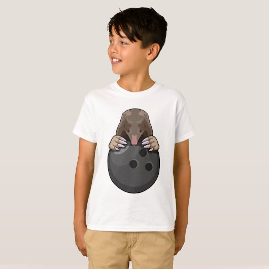 Mole bij Bowling met Bowling ball T-shirt (Voorkant volledig)