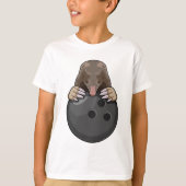 Mole bij Bowling met Bowling ball T-shirt (Voorkant)