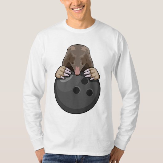 Mole bij Bowling met Bowling ball T-shirt (Voorkant)