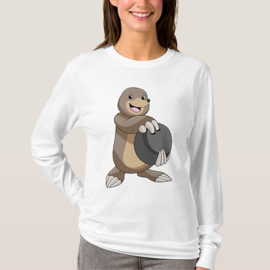 Mole bij Bowling met Bowling ball T-shirt (Voorkant)
