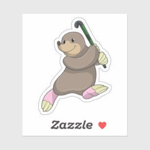 Mole bij Hockey met Hockey bat Sticker