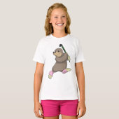 Mole bij Hockey met Hockey bat T-shirt (Voorkant volledig)