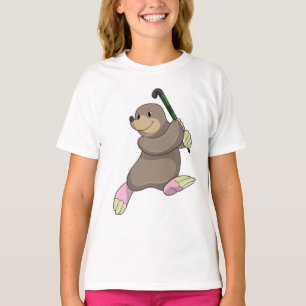 Mole bij Hockey met Hockey bat T-shirt