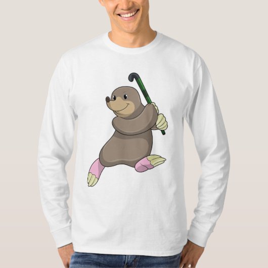 Mole bij Hockey met Hockey bat T-shirt (Voorkant)