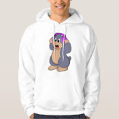 Mole bij Muziek met hoofdtelefoon Hoodie (Voorkant)