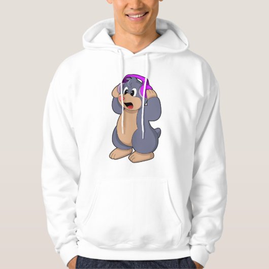 Mole bij Muziek met hoofdtelefoon Hoodie (Voorkant)