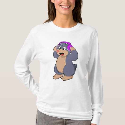 Mole bij Muziek met hoofdtelefoon T-shirt (Voorkant)