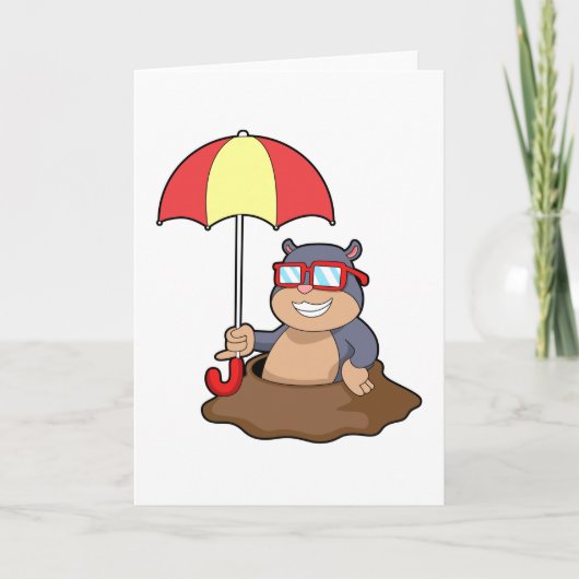 Mole bij Raining met Umbrella Kaart (Voorkant)