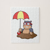 Mole bij Raining met Umbrella Legpuzzel (Verticaal)