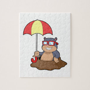 Mole bij Raining met Umbrella Legpuzzel