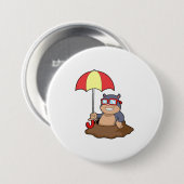 Mole bij Raining met Umbrella Ronde Button 7,6 Cm (Voorkant /achterkant)