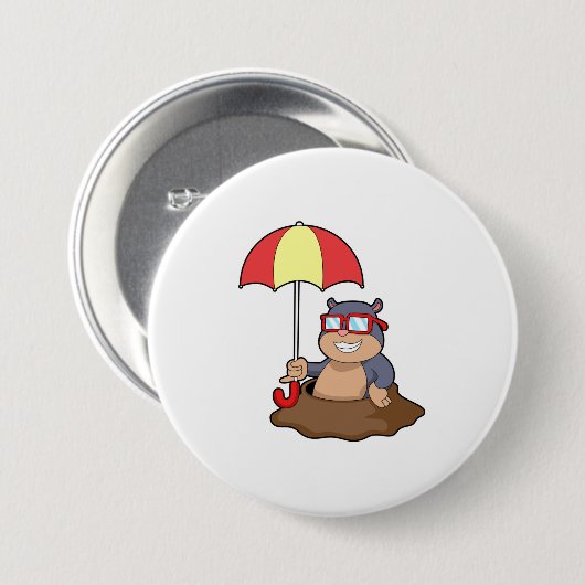 Mole bij Raining met Umbrella Ronde Button 7,6 Cm (Voorkant /achterkant)