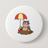Mole bij Raining met Umbrella Ronde Button 7,6 Cm (Voorkant)