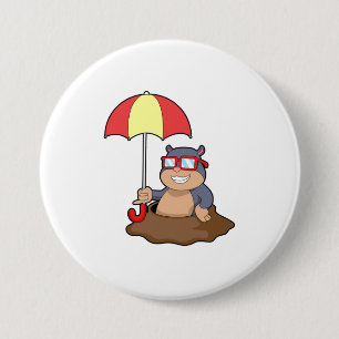 Mole bij Raining met Umbrella Ronde Button 7,6 Cm