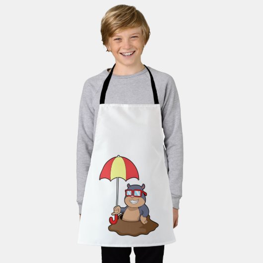 Mole bij Raining met Umbrella Schort (Gedragen)