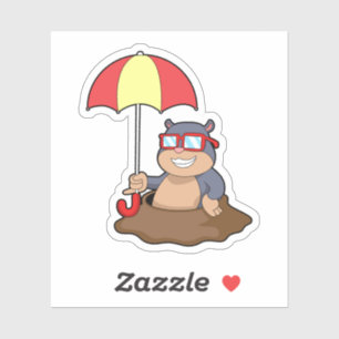 Mole bij Raining met Umbrella Sticker