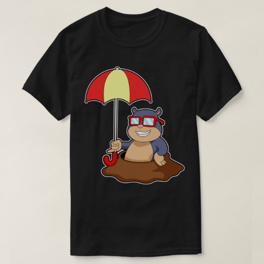 Mole bij Raining met Umbrella T-shirt (Design voorkant)