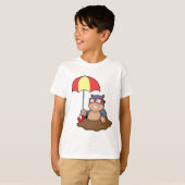 Mole bij Raining met Umbrella T-shirt (Voorkant volledig)