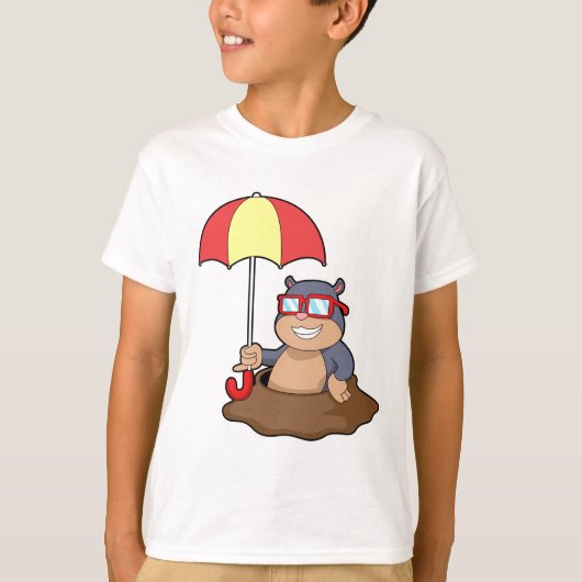 Mole bij Raining met Umbrella T-shirt (Voorkant)