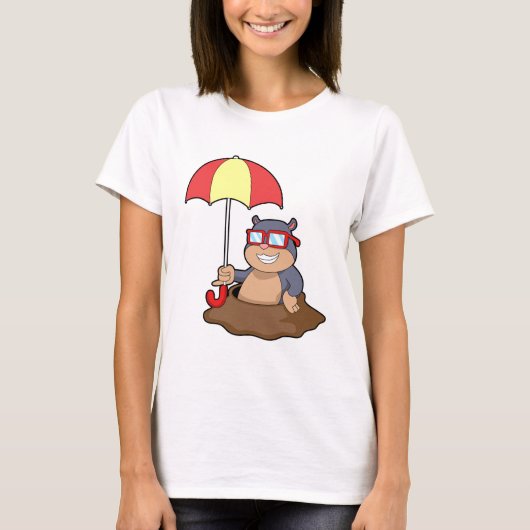 Mole bij Raining met Umbrella T-shirt (Voorkant)