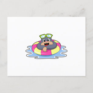 Mole bij Zwemmen met Swim ring.PNG Briefkaart