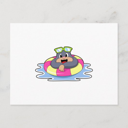 Mole bij Zwemmen met Swim ring.PNG Briefkaart (Voorkant)