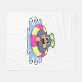 Mole bij Zwemmen met Swim ring.PNG Fleece Deken (Voorkant (Horizontaal))