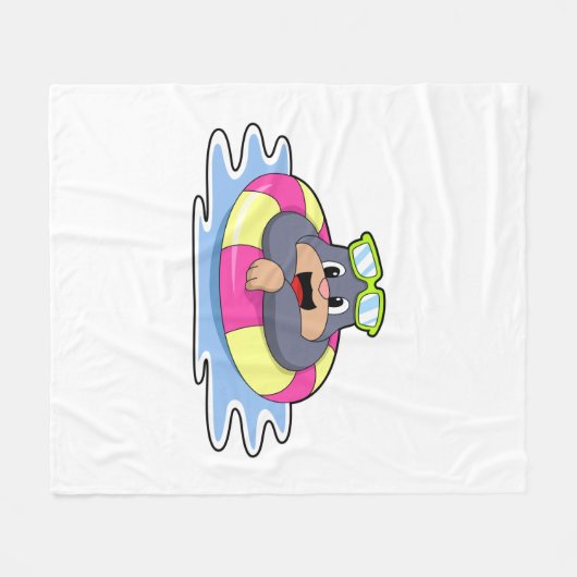 Mole bij Zwemmen met Swim ring.PNG Fleece Deken (Voorkant (Horizontaal))