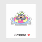 Mole bij Zwemmen met Swim ring.PNG Sticker (Vel)