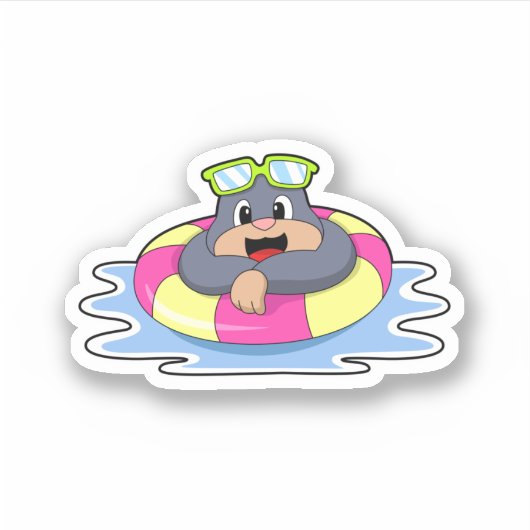 Mole bij Zwemmen met Swim ring.PNG Sticker (Voorkant)