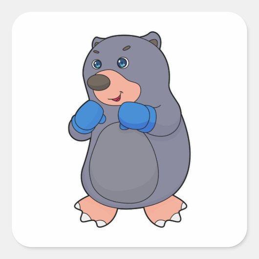 Mole Boxer Boxer Boxing-handschoenen Vierkante Sticker (Voorkant)