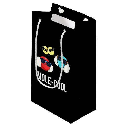 Mole-Cool Funny Molecule Pun Dark BG Klein Cadeauzakje (Voorkant Gekanteld)