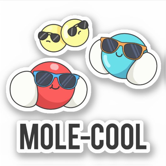 Mole-Cool Funny Molecule Pun Sticker (Voorkant)