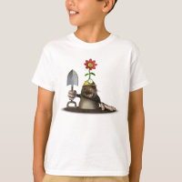 Mole die een T-shirts met één haard graaft