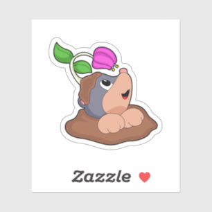 Mole Earth Flower Sticker