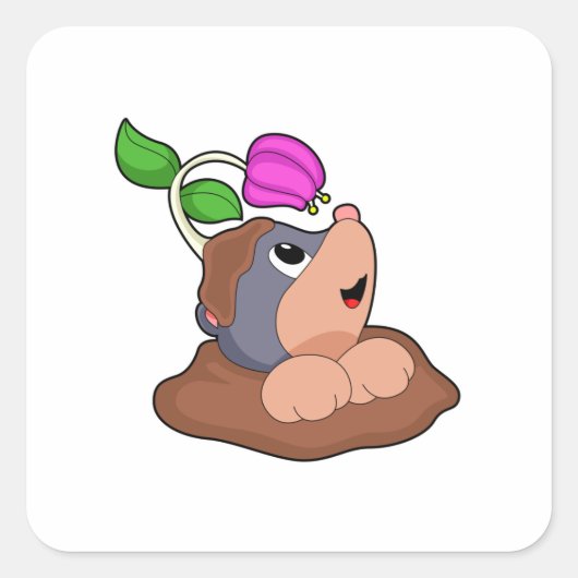 Mole Earth Flower Vierkante Sticker (Voorkant)