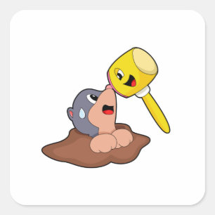 Mole Hammer Vierkante Sticker