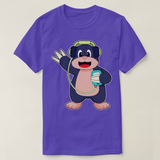 Mole Hoofdtelefoon Muziek T-shirt (Design voorkant)