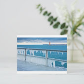 Mole in Warnemuende (Duitsland) in de winter Briefkaart (Staand voorkant)