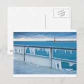 Mole in Warnemuende (Duitsland) in de winter Briefkaart (Voorkant / Achterkant)