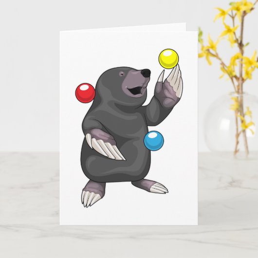 Mole Juggler Juggle Kaart (Gele Bloem)