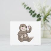 Mole met aardworm briefkaart (Staand voorkant)