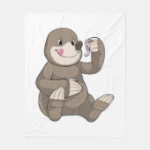 Mole met aardworm fleece deken (Voorkant)