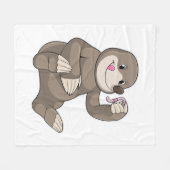 Mole met aardworm fleece deken (Voorkant (Horizontaal))