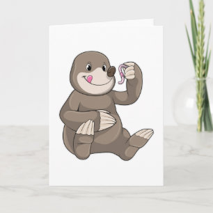 Mole met aardworm kaart