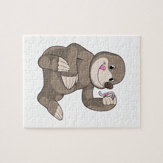 Mole met aardworm legpuzzel (Horizontaal)