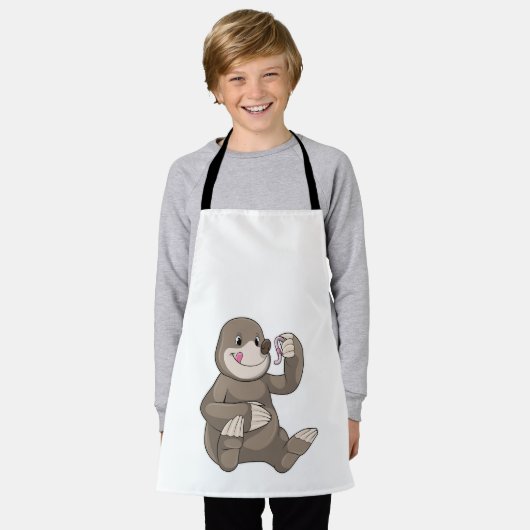 Mole met aardworm schort (Gedragen)